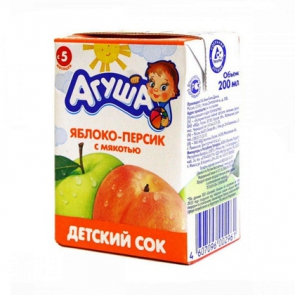 Сок Агуша яблоко-персик с мякотью